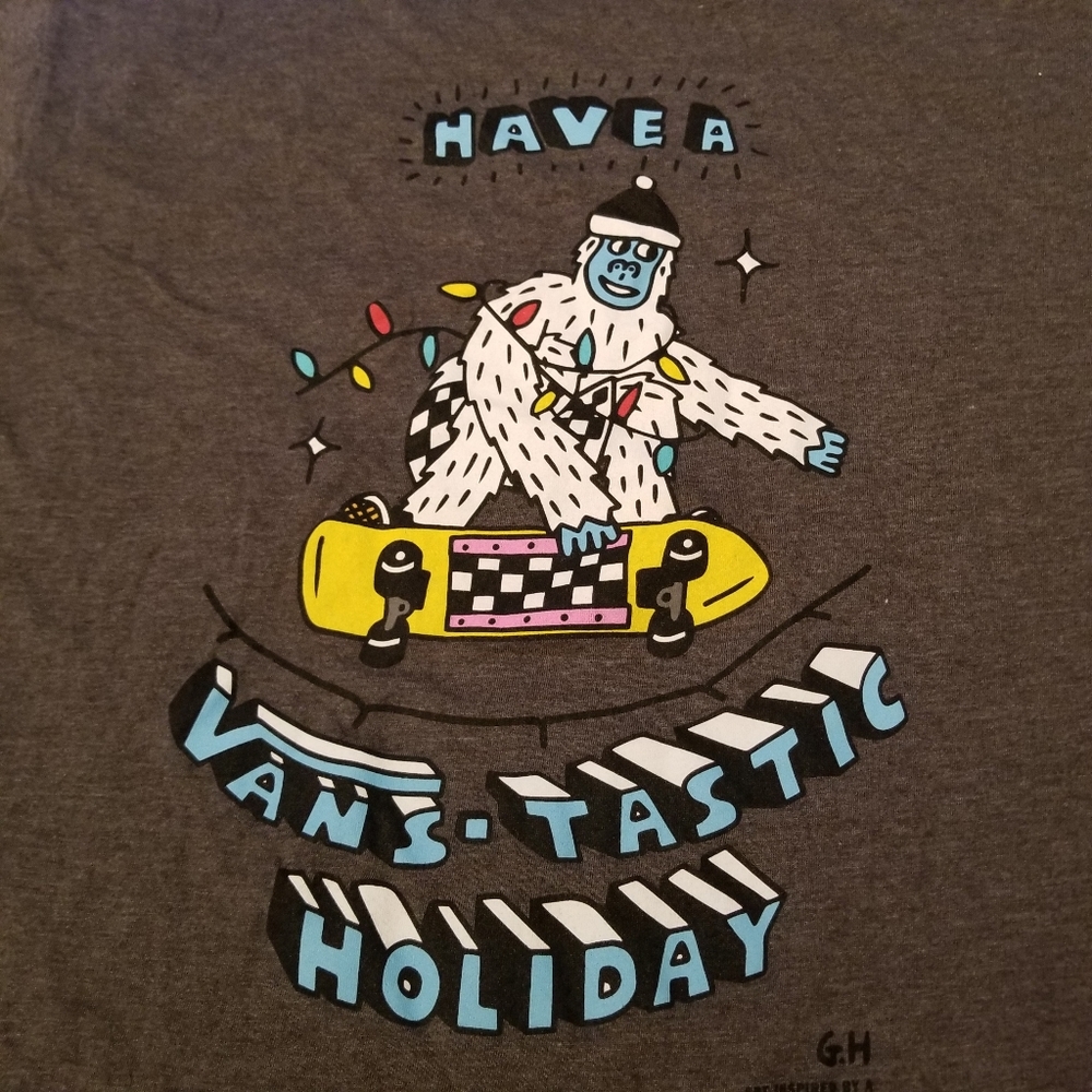 Vans T shirt Size L Art Inspired Yety Holliday Grey Classic Fit Special Design